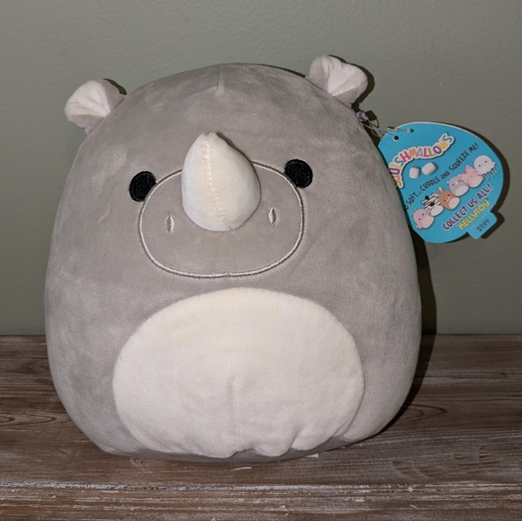 Squishmallows Other - Squishmallow 8" Irving Rhino Soft Gray Plush NWT